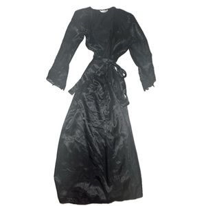 flora long black robe belt tie size small/medium